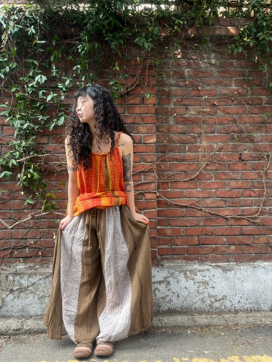 빈티지 히피 브라운 와이드 팬츠 상품이미지1