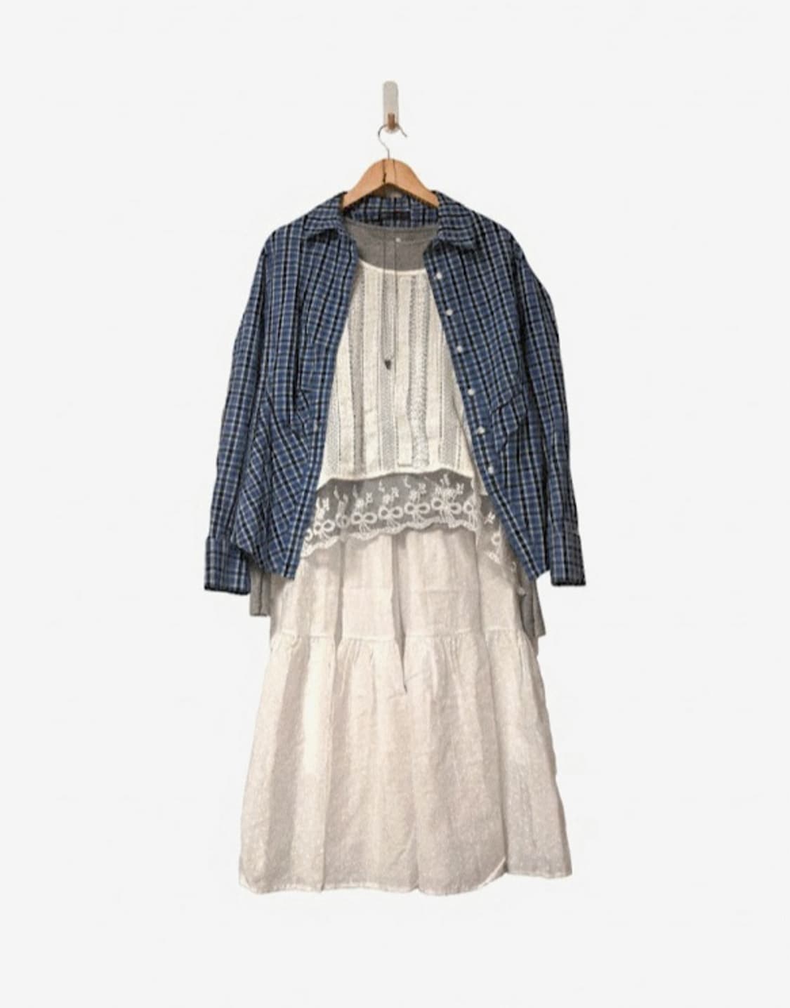 블루 셔링 체크셔츠 상품이미지3