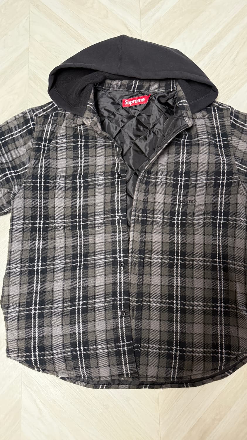 슈프림 타탄 플란넬 후드 셔츠 블랙 상품이미지3