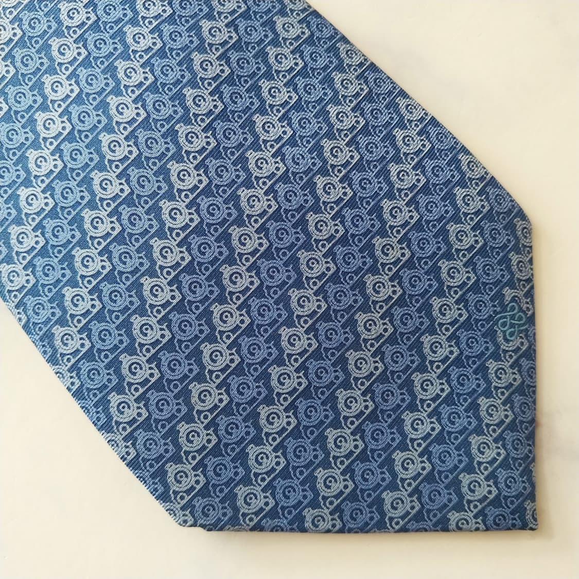 란셀 실크 블루 올오버 패턴 넥타이 8.8cm A+등급 K1893 상품이미지8