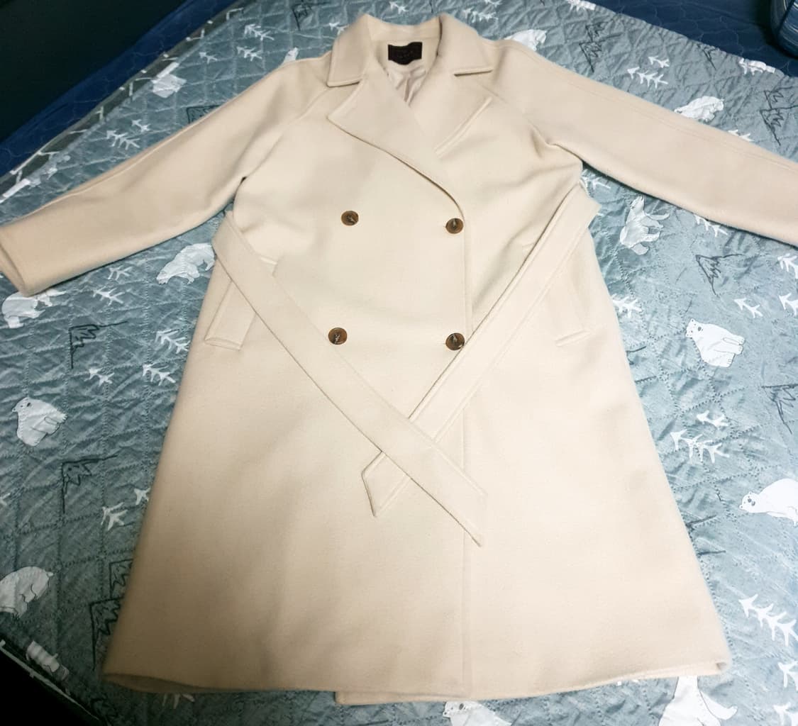 LA VIE9 비스코스 혼방 벨티드 롱코트 베이지 (F) 상품이미지1