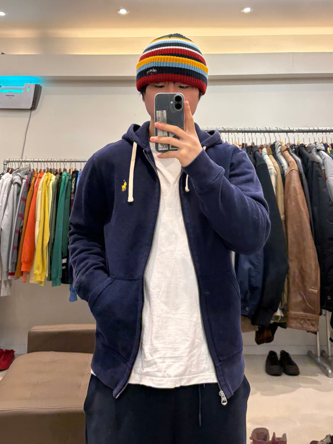 폴로 랄프로렌 와플 기모 후드집업 상품이미지8