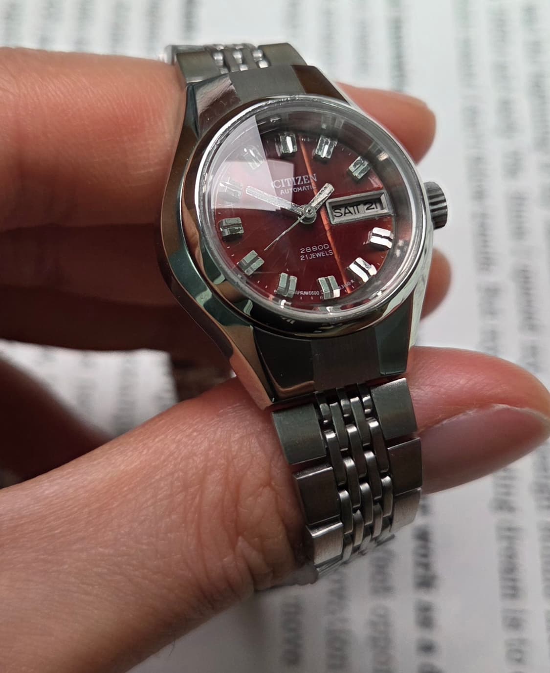 레어] 빈티지 시티즌 28800 하이비트 브라운판 컷유리 데이데이트 여성 상품이미지5