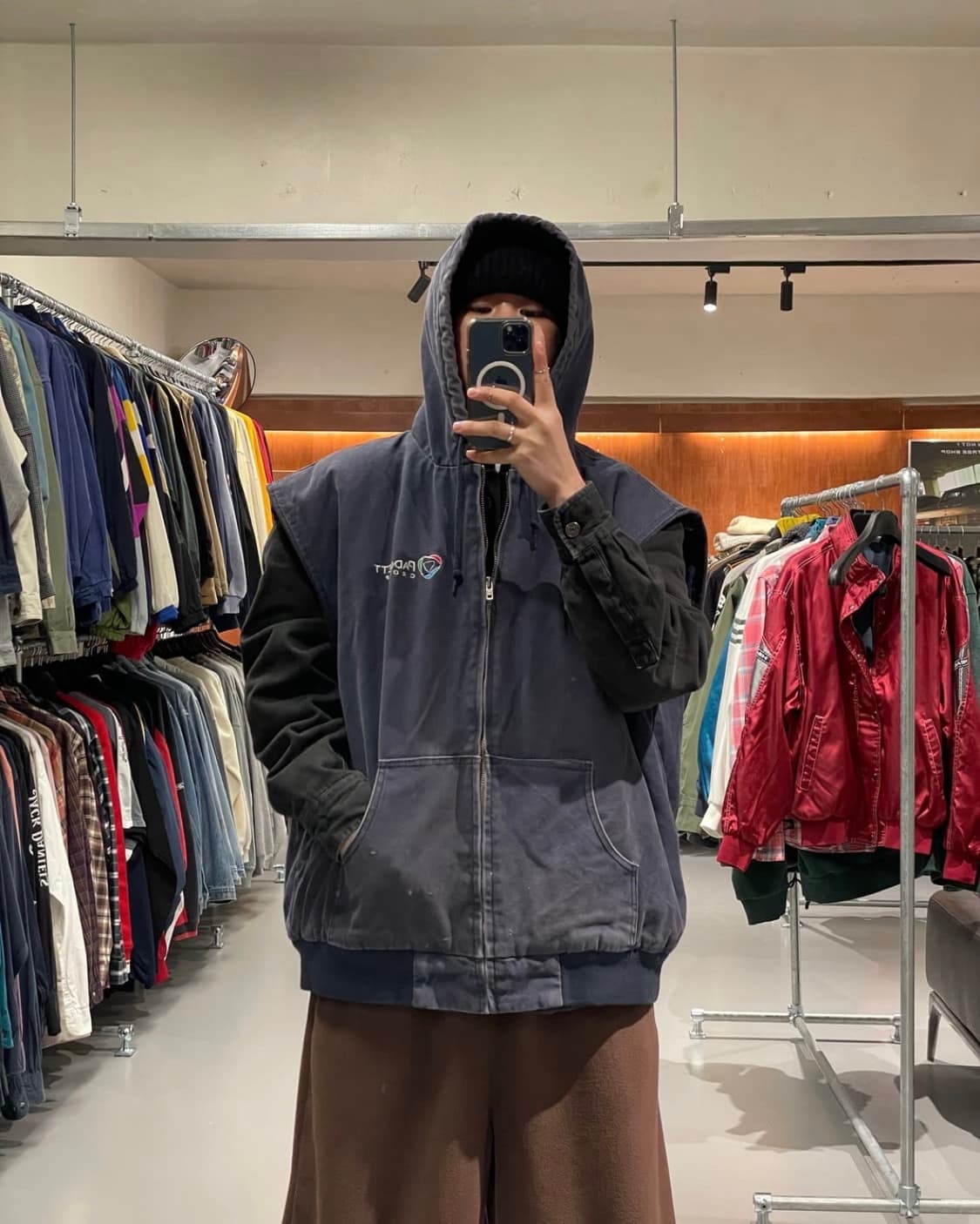 빈티지 엑티브 후드 워크 베스트 조끼 자켓 상품이미지2