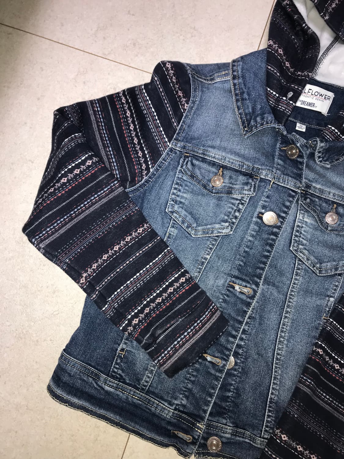 빈티지 히피 세미크롭 후드 청자켓 데님자켓 상품이미지3