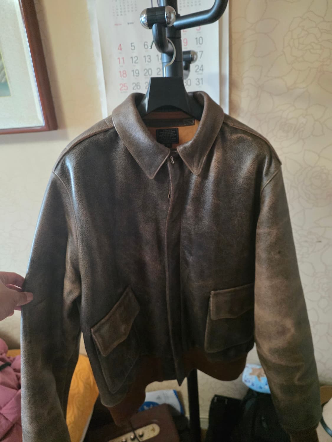 아카펠라클로딩 a2 소가죽차심 빈티지가공lot 427 44사이즈 상품이미지5