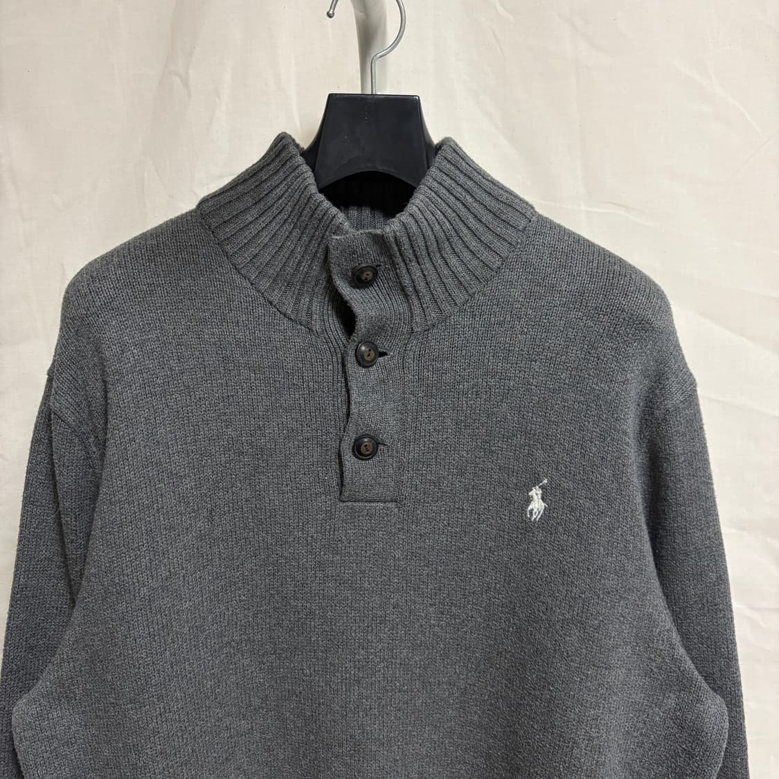 폴로 랄프로렌 버튼 하이넥 코튼 니트 / 그레이, L 상품이미지2