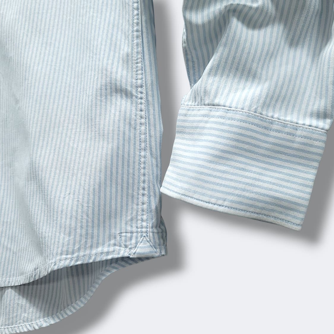 [100] 라코스테 화이트&스카이블루 스트라이프 레귤러핏 긴팔셔츠 상품이미지5