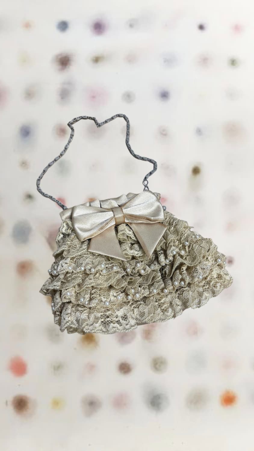 갸루 레이스 프릴 새틴리본 미니핸드백 상품이미지1