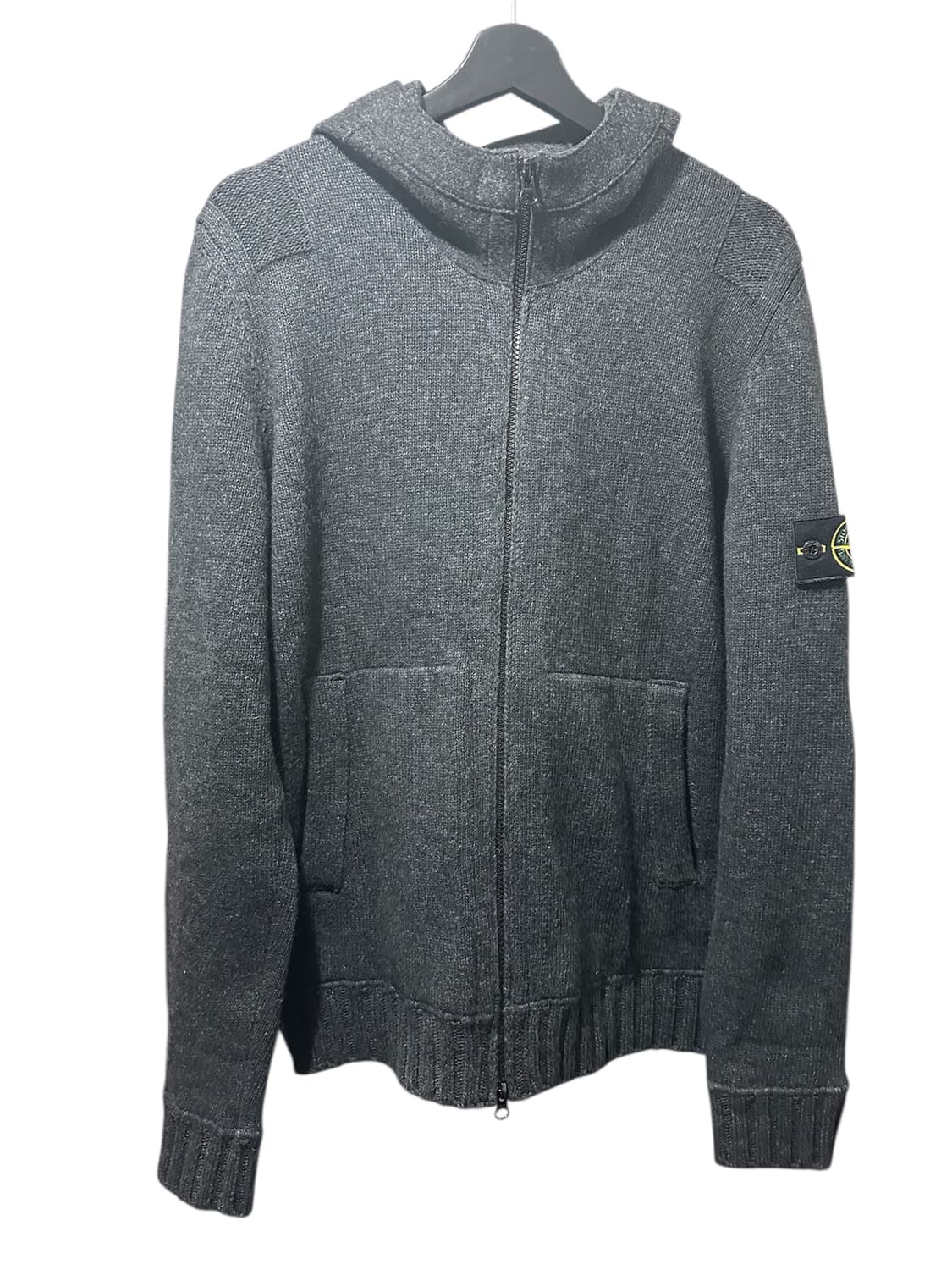 스톤아일랜드 니트 후드 집업 차콜 L 상품이미지1
