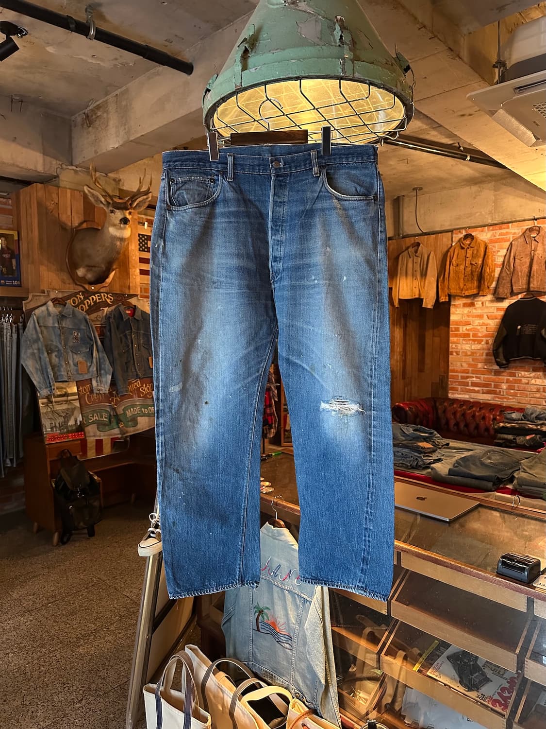 빅사이즈 70s USA 빈티지 리바이스 501 66전기 셀비지 데님 팬츠 상품이미지1