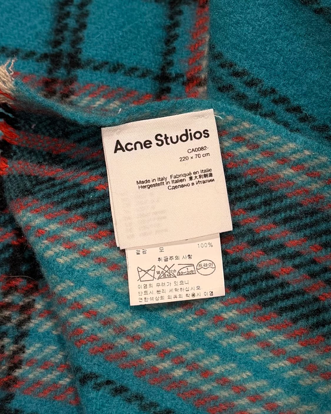 아크네 스튜디오 블루 오렌지 타탄체크 울 머플러 상품이미지7