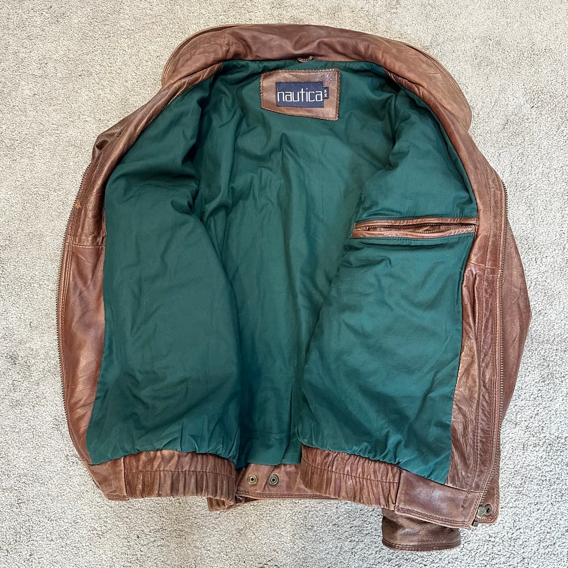 노티카 90s 브라운 양가죽 봄버 자켓L 상품이미지2