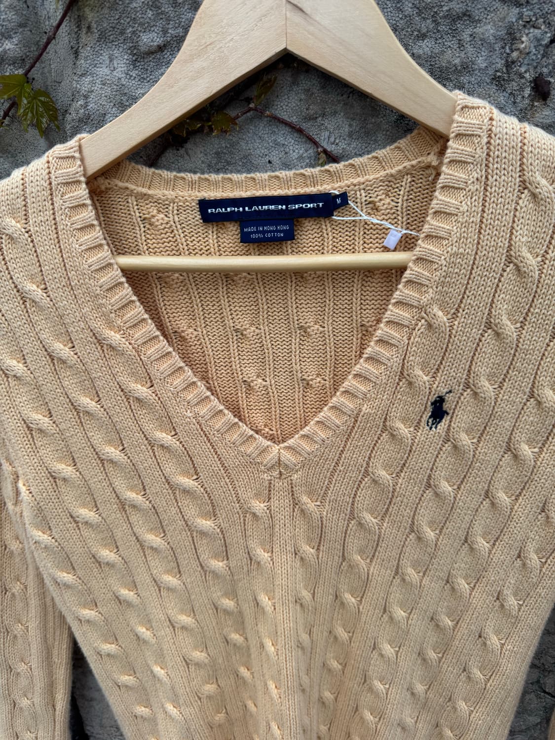 폴로 랄프로렌 빈티지 우먼 브이넥 꽈배기 니트 m 상품이미지3