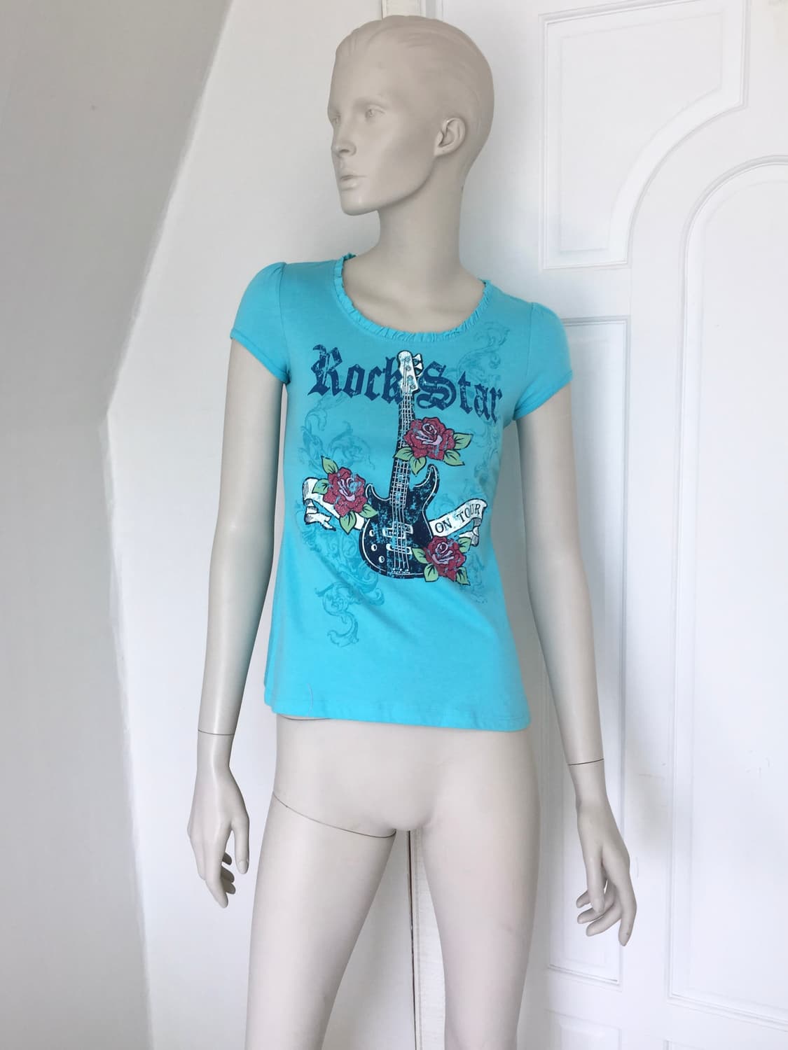 Y2k Rockstar Rose Print Top 상품이미지4