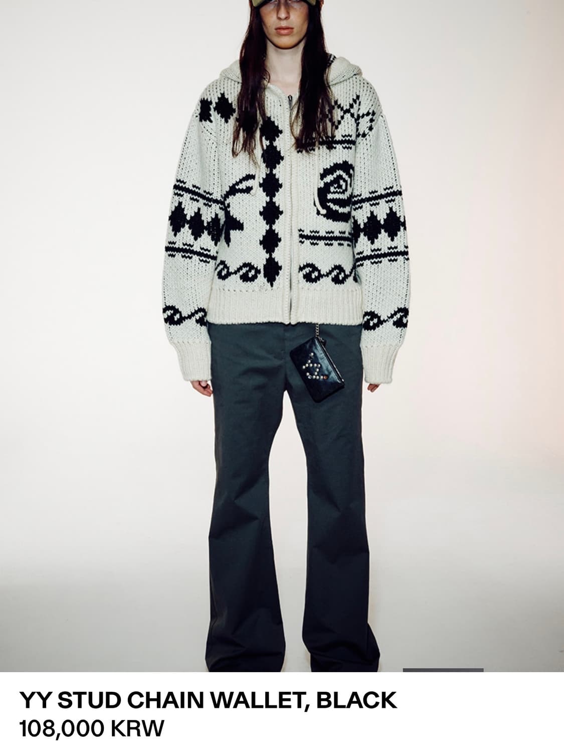 OPEN YY STUD CHAIN WALLET BLACK  상품이미지4