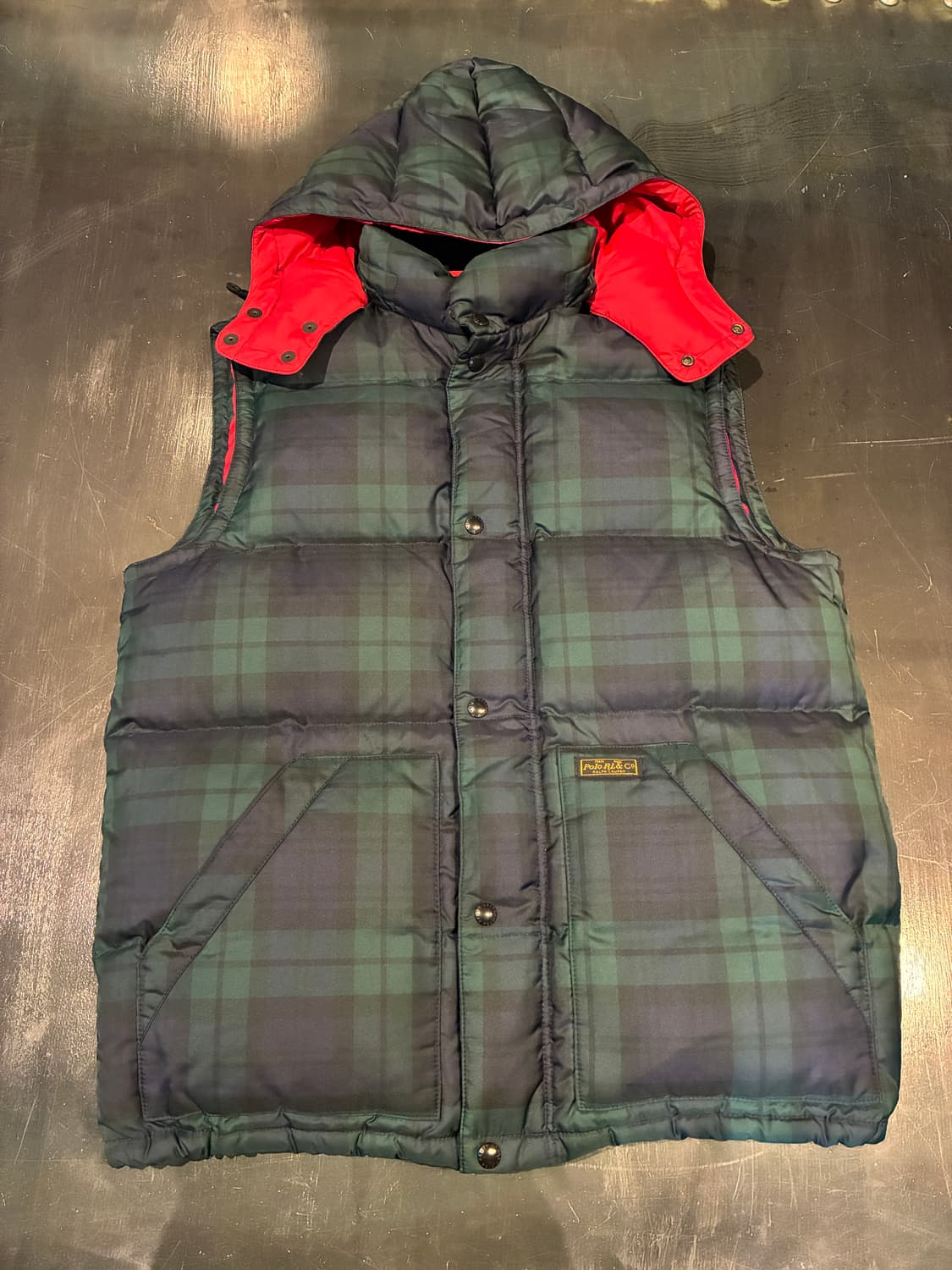 L) 폴로 타탄체크 조끼 패딩 상품이미지1