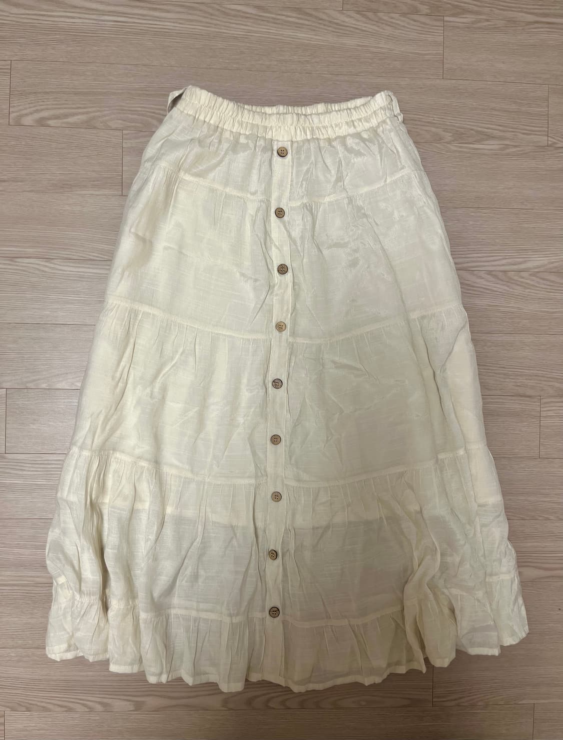 모리걸 빈티지 우드단추 대장 롱 스커트 치마 상품이미지1