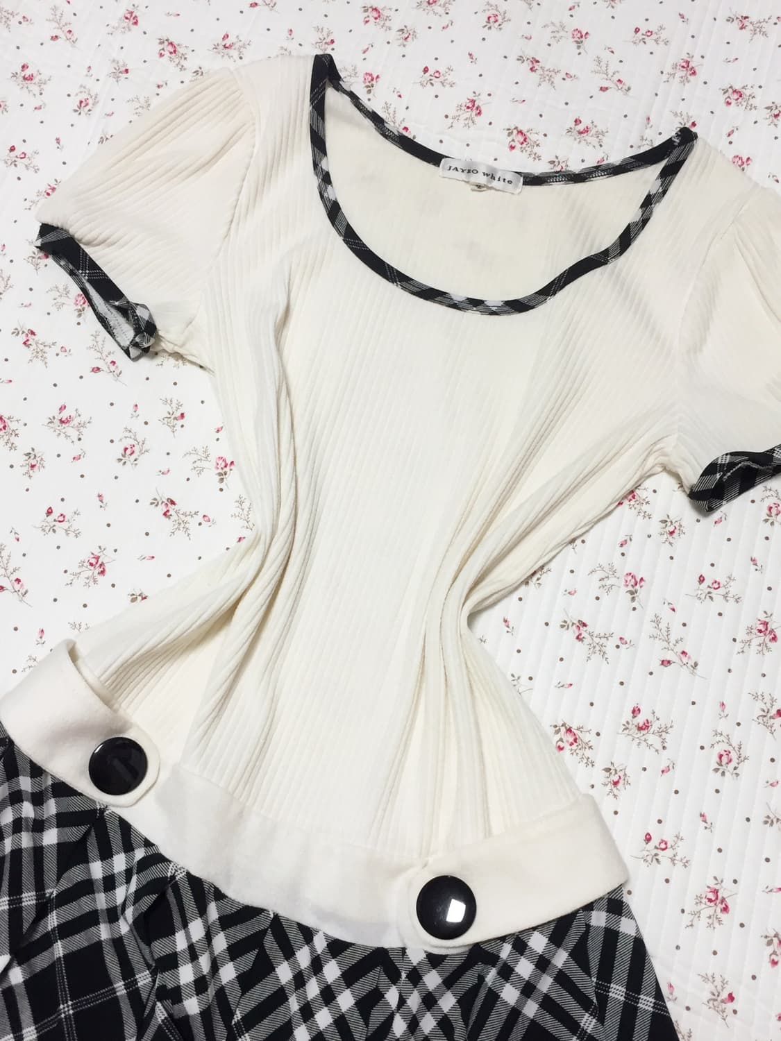 빈티지 갸루 블랙 체크 원피스 상품이미지3