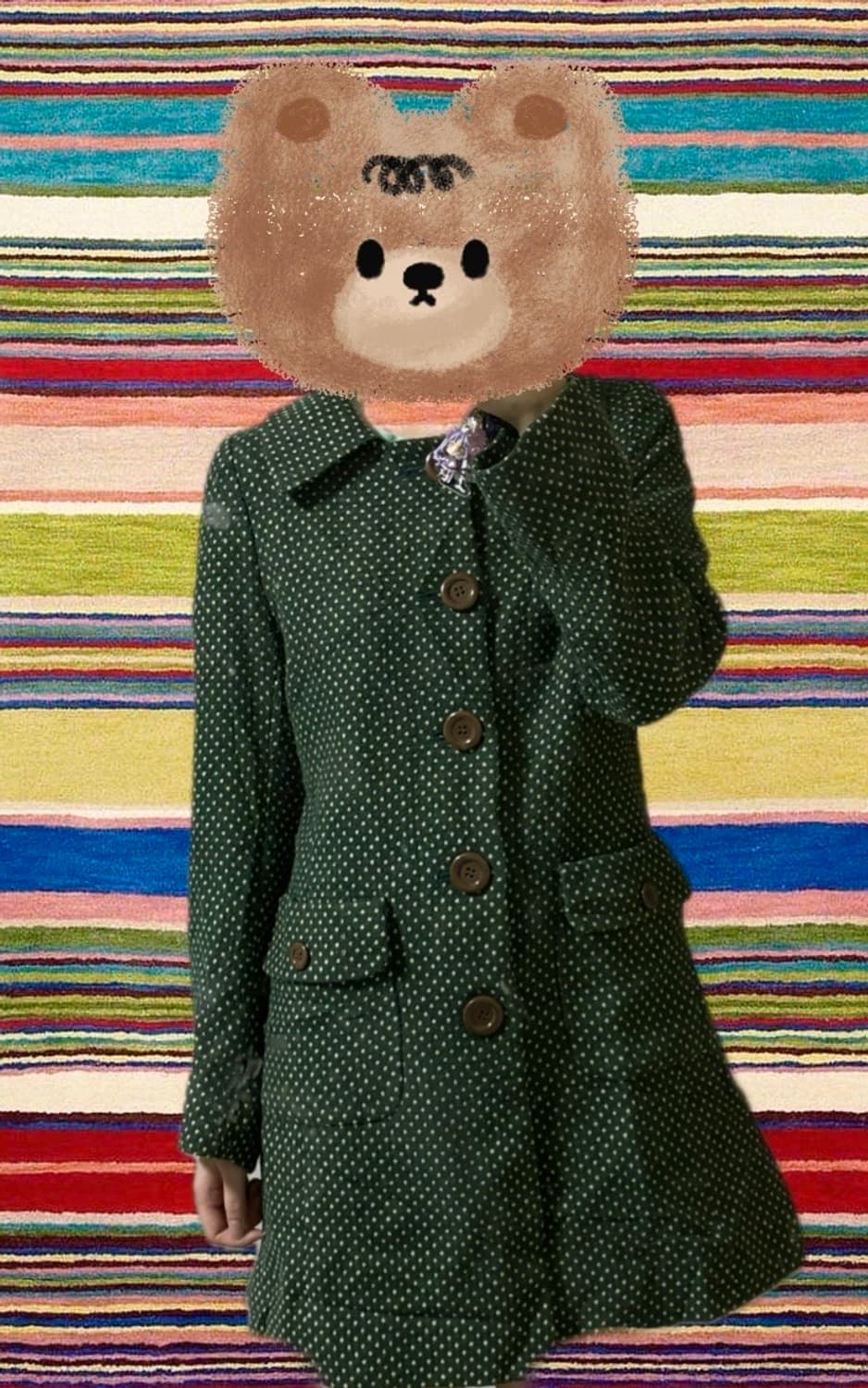 모리걸 일본빈티지 하구미 스즈코 히피 크리스마스 도트 코트 상품이미지1