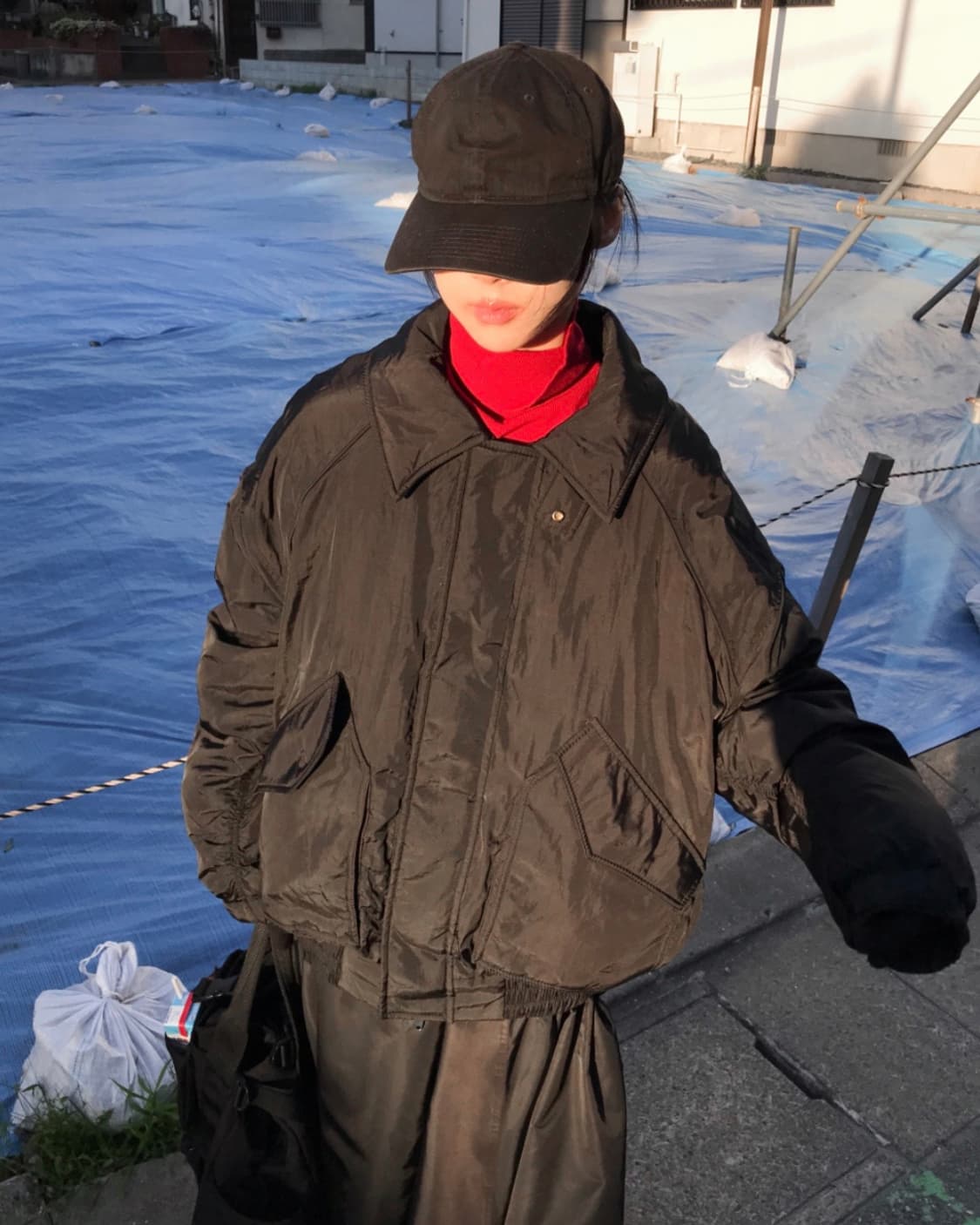 woohwa 우화 하이넥 봄버 패딩 블랙 자켓 상품이미지4