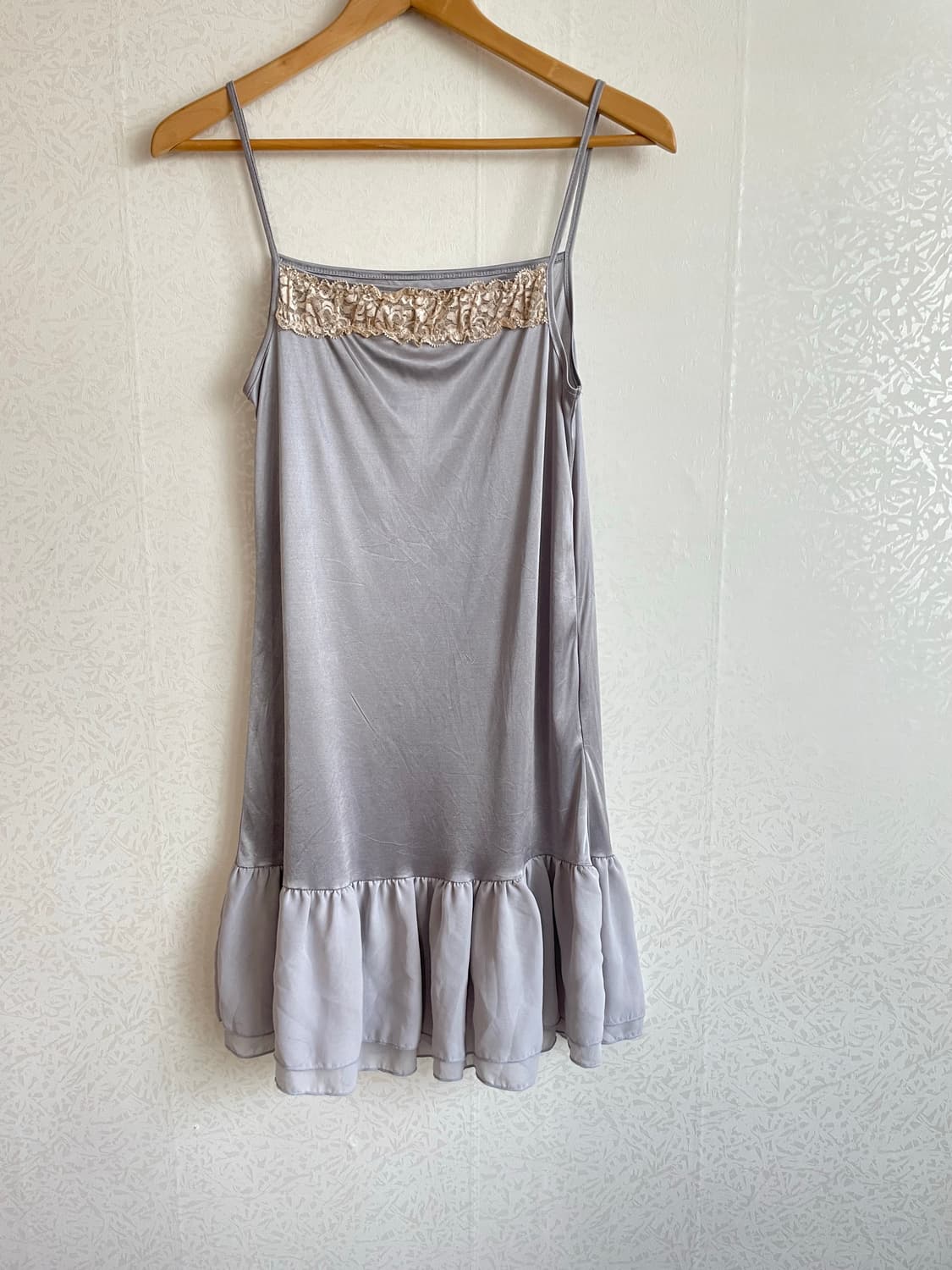 일본 빈티지 레이어드 단프릴 살크감촉 슬립 원피스 상품이미지1