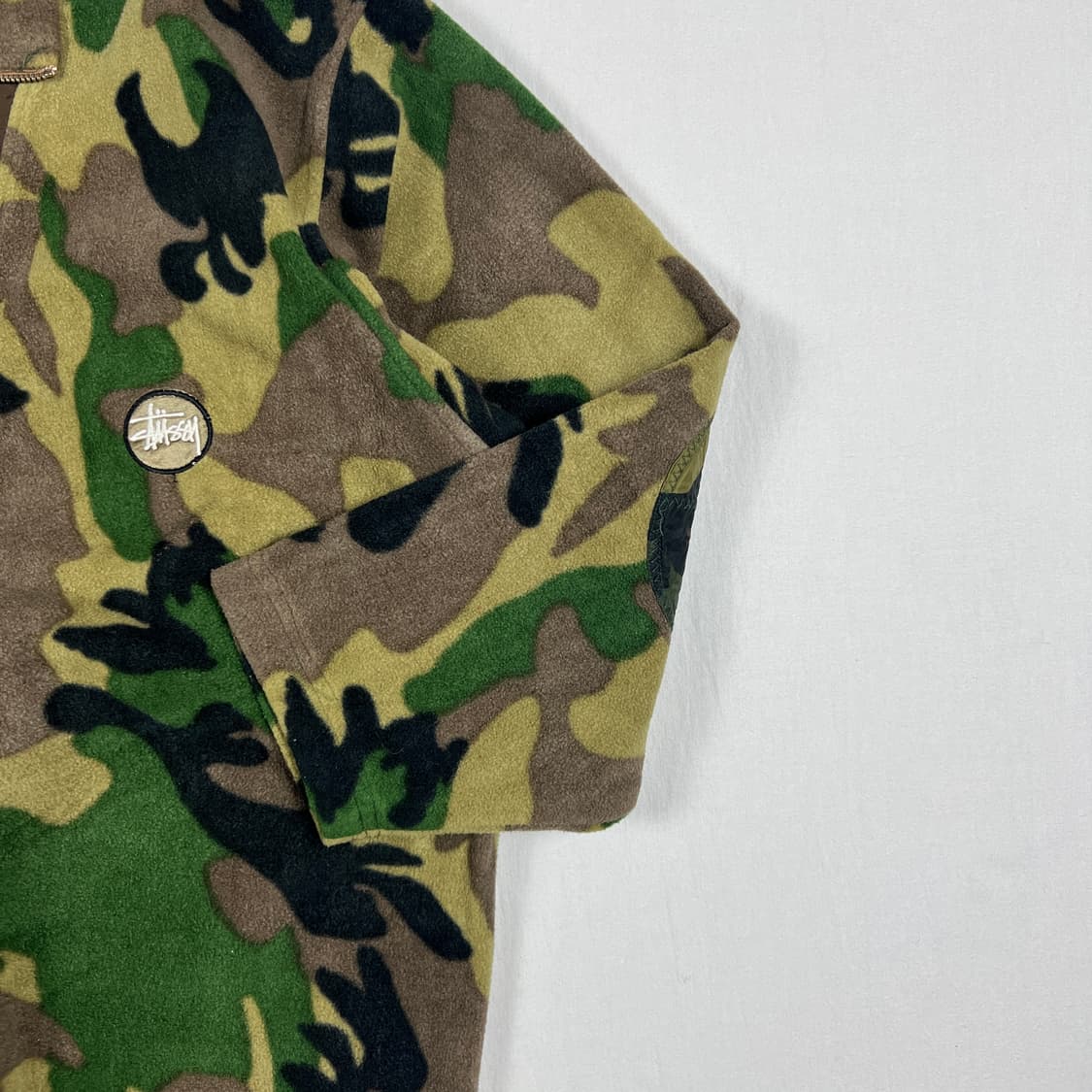 90‘s 스투시 stussy 로고 카모플라쥬 풀오버 플리스 자켓 상품이미지4