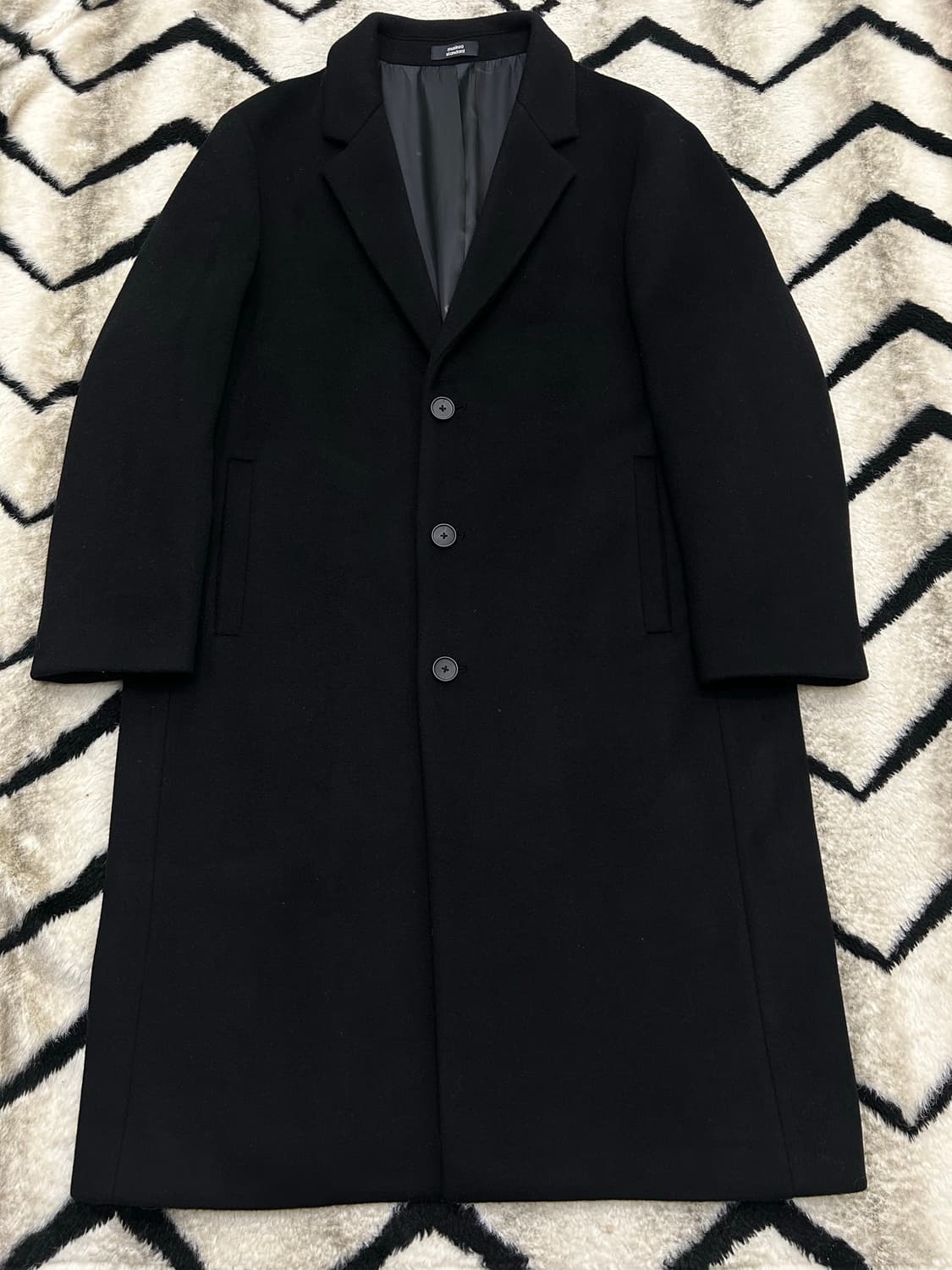 [2XL]무신사스탠다드 캐시미어 블렌드 오버핏 싱글코트/블랙 상품이미지1