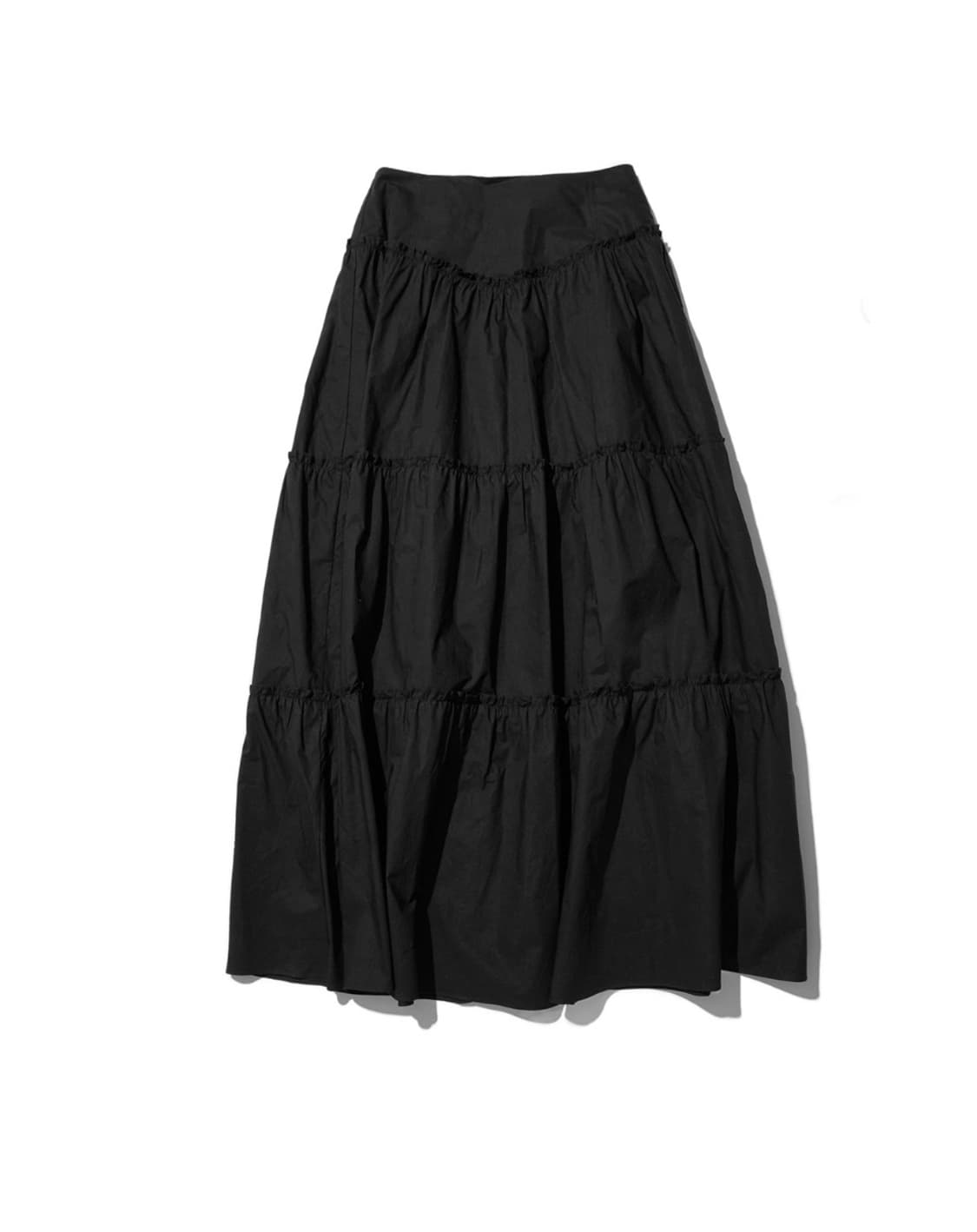 핍펫 pippet 셔링 티어드 코튼 롱 스커트 블랙 s 상품이미지3