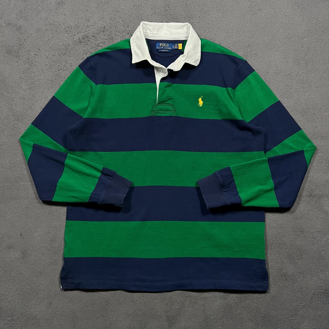 폴로 QR 네이비 그린 스트라이프 럭비티 상품이미지2