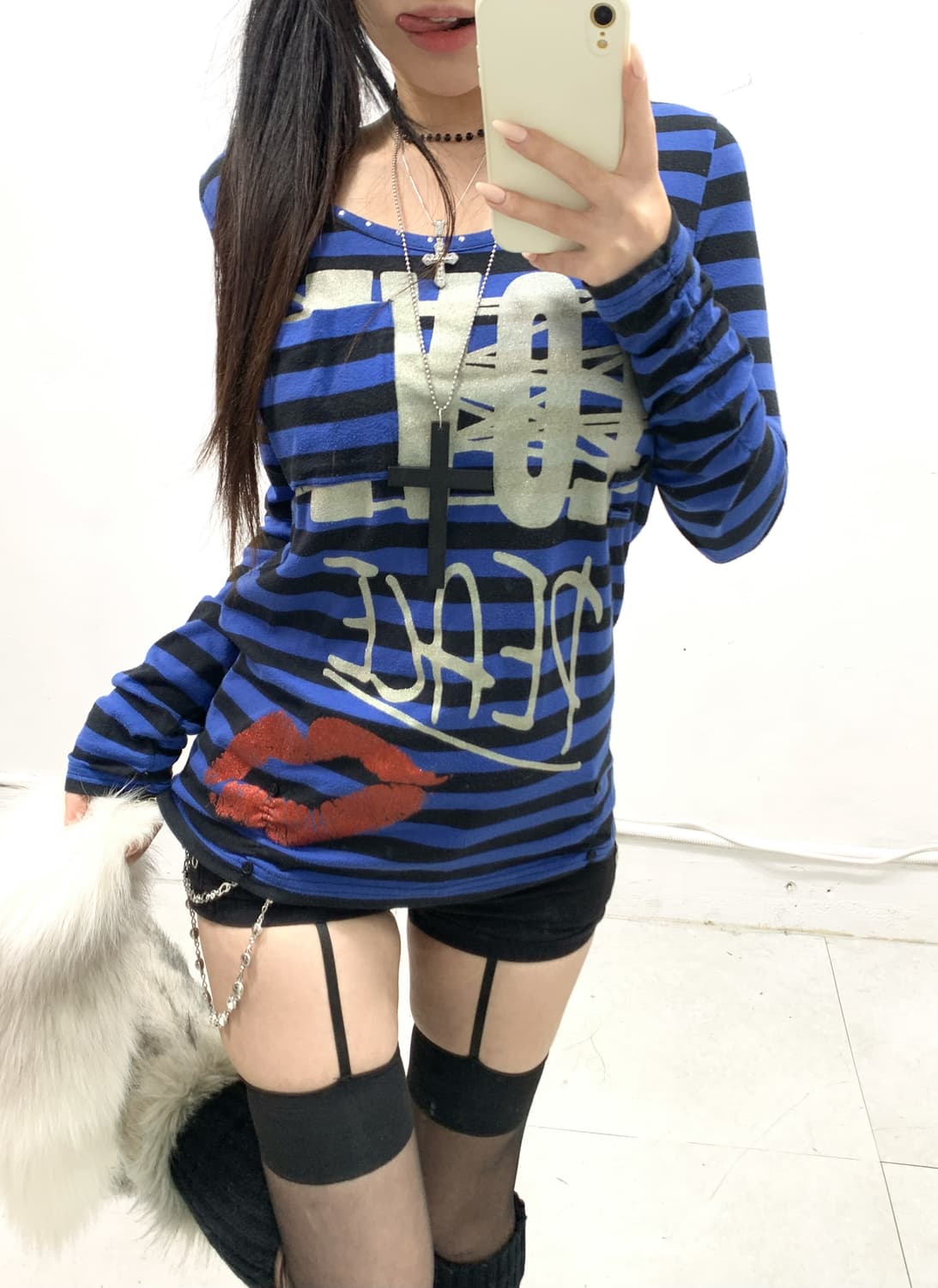 [DOUBLE FOCUS] 펑크 갸루 스트라이프 롱슬리브 상품이미지5