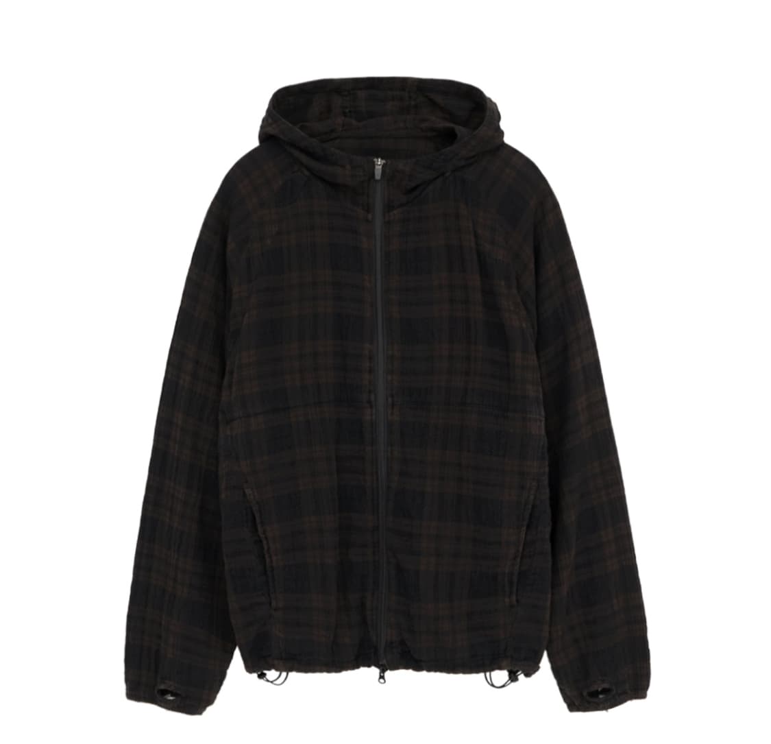 [2] 폴리테루 휴먼인덱스 휴먼 체크 후디 파카 브라운 상품이미지1