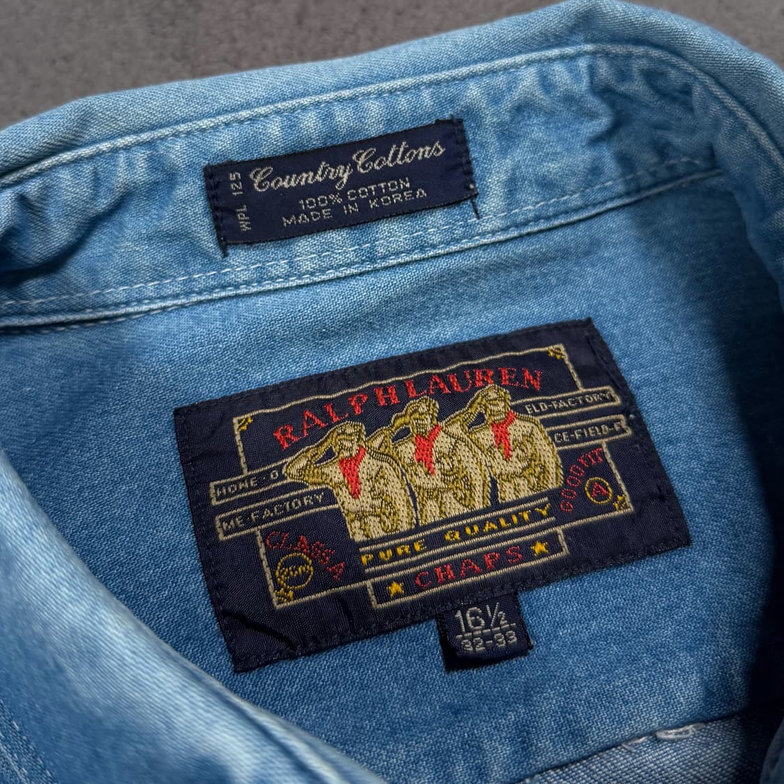 80's Chaps Ralph Lauren 컨트리 코튼 데님 셔츠 상품이미지4