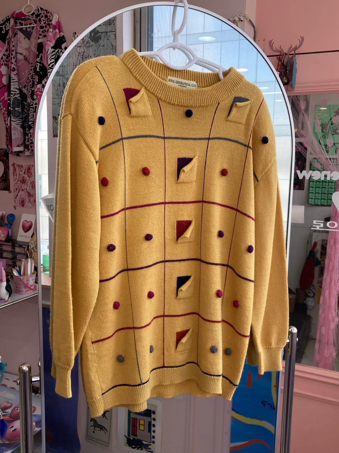 빈티지 옐로우 방울 니트 상품이미지1