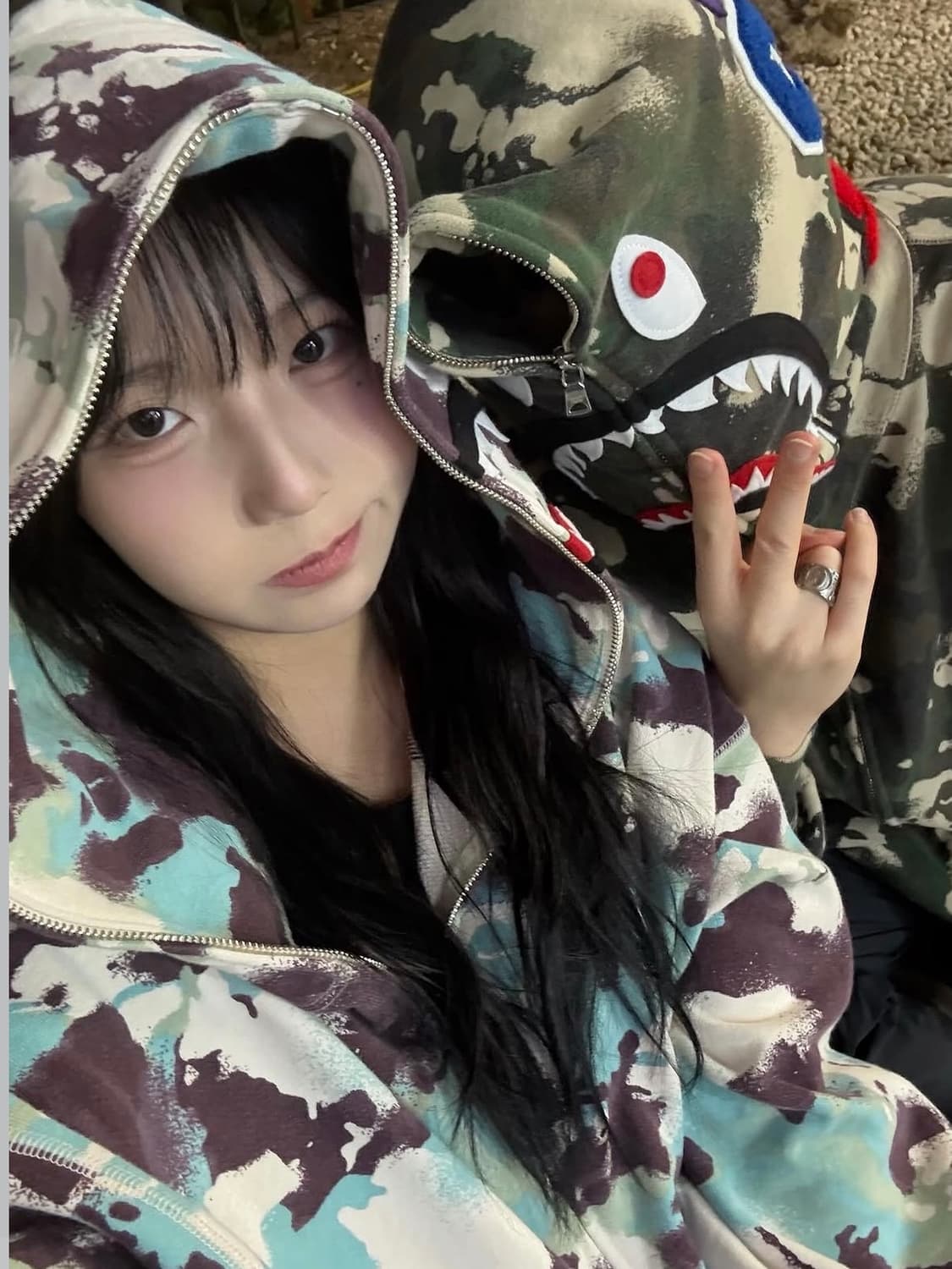 베이프 맵 카모 샤크 릴렉스드핏 후드집업 상품이미지2