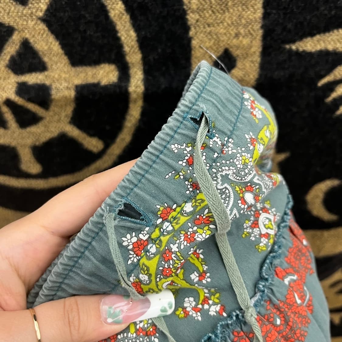 빈티지 코지 보헤미안 모리걸 에스닉 패턴 미디 롱스커트 K0159 상품이미지6