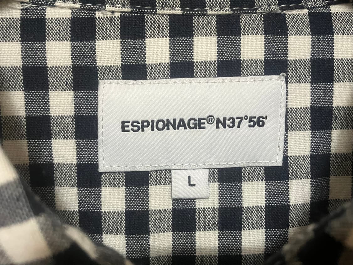 에스피오나지 - 더블 포켓 깅엄 셔츠 (네이비) 상품이미지3