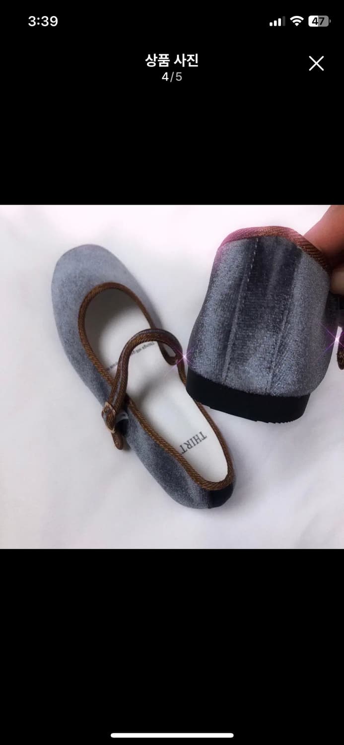 새상품 벨벳 그레이 플랫슈즈 230  상품이미지4