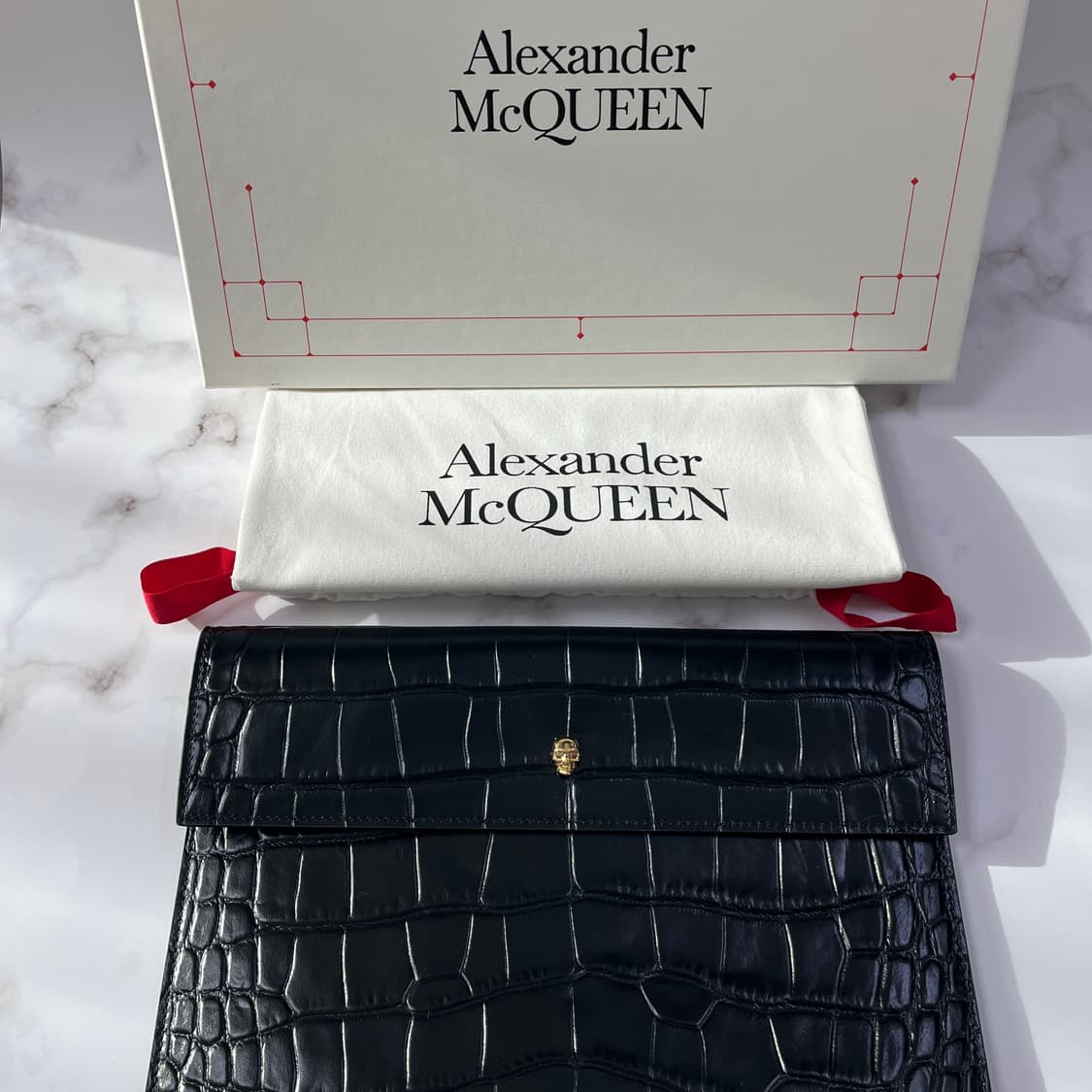 새상품 알렉산터 맥퀸 클러치 스컬 크로커다일 클러치백 상품이미지7