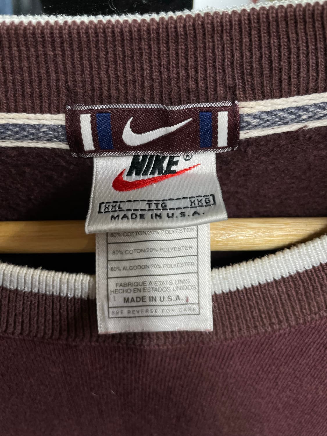 XXL 나이키 버건디 빅스우시 맨투맨 상품이미지4
