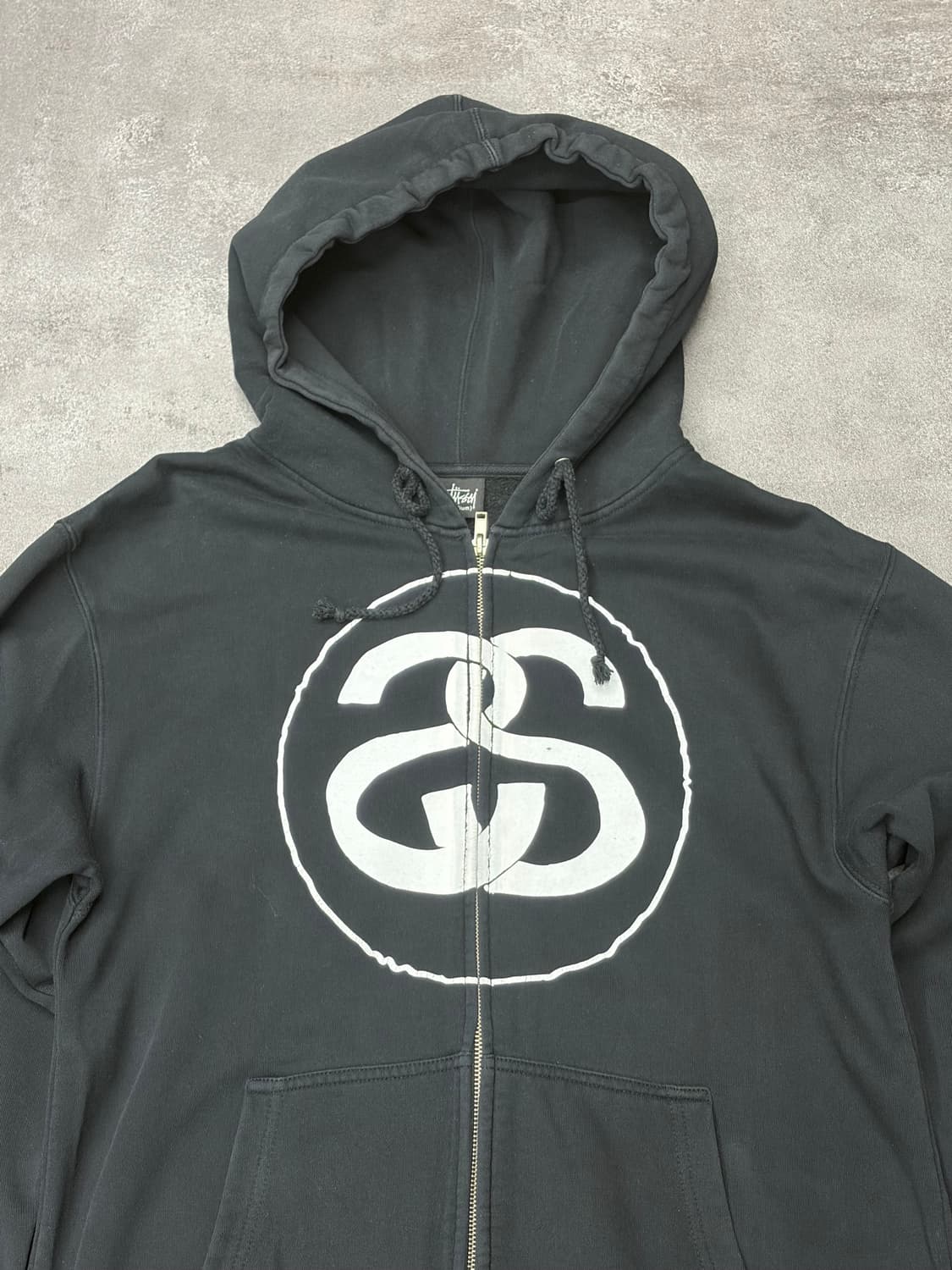 00s stussy 스투시 블랙 써클 후드 집업 상품이미지4