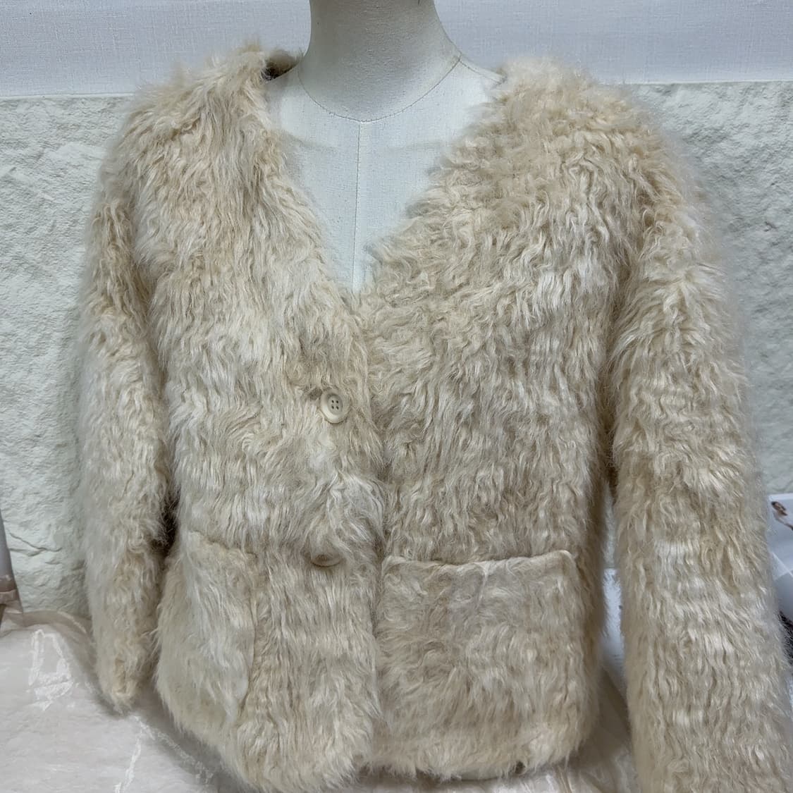 빈티지 인조퍼 양털느낌 무스탕 상품이미지2