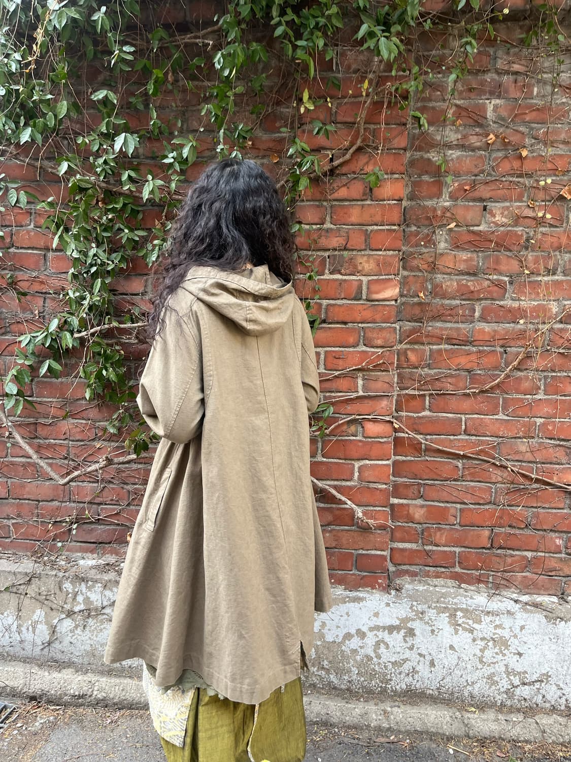 일본 데일리 무드 카키 브라운 후드 롱 자켓 상품이미지5