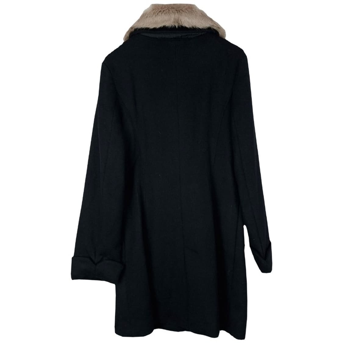 [일본빈티지](새상품) 카라 퍼 앙고라 혼방 모직 코트 블랙 M17050 상품이미지3