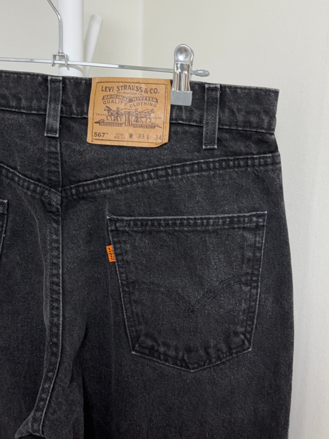90s 리바이스 567 블랙 흑청 33/34 상품이미지3
