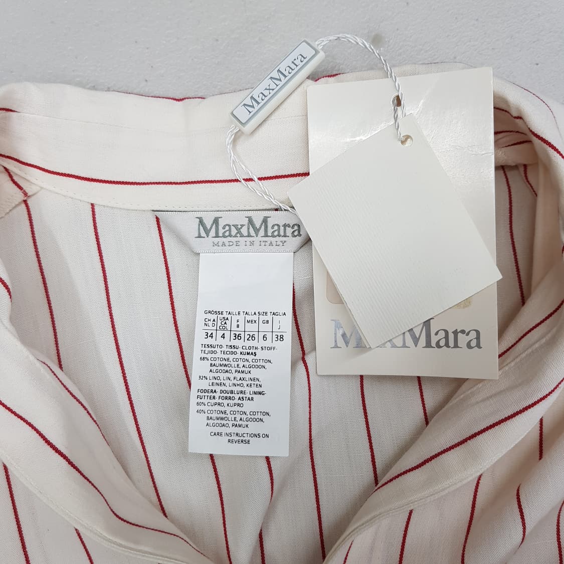 막스마라 스트라이프 반팔 카라 원피스 38사이즈 (택달린새제품) 상품이미지7