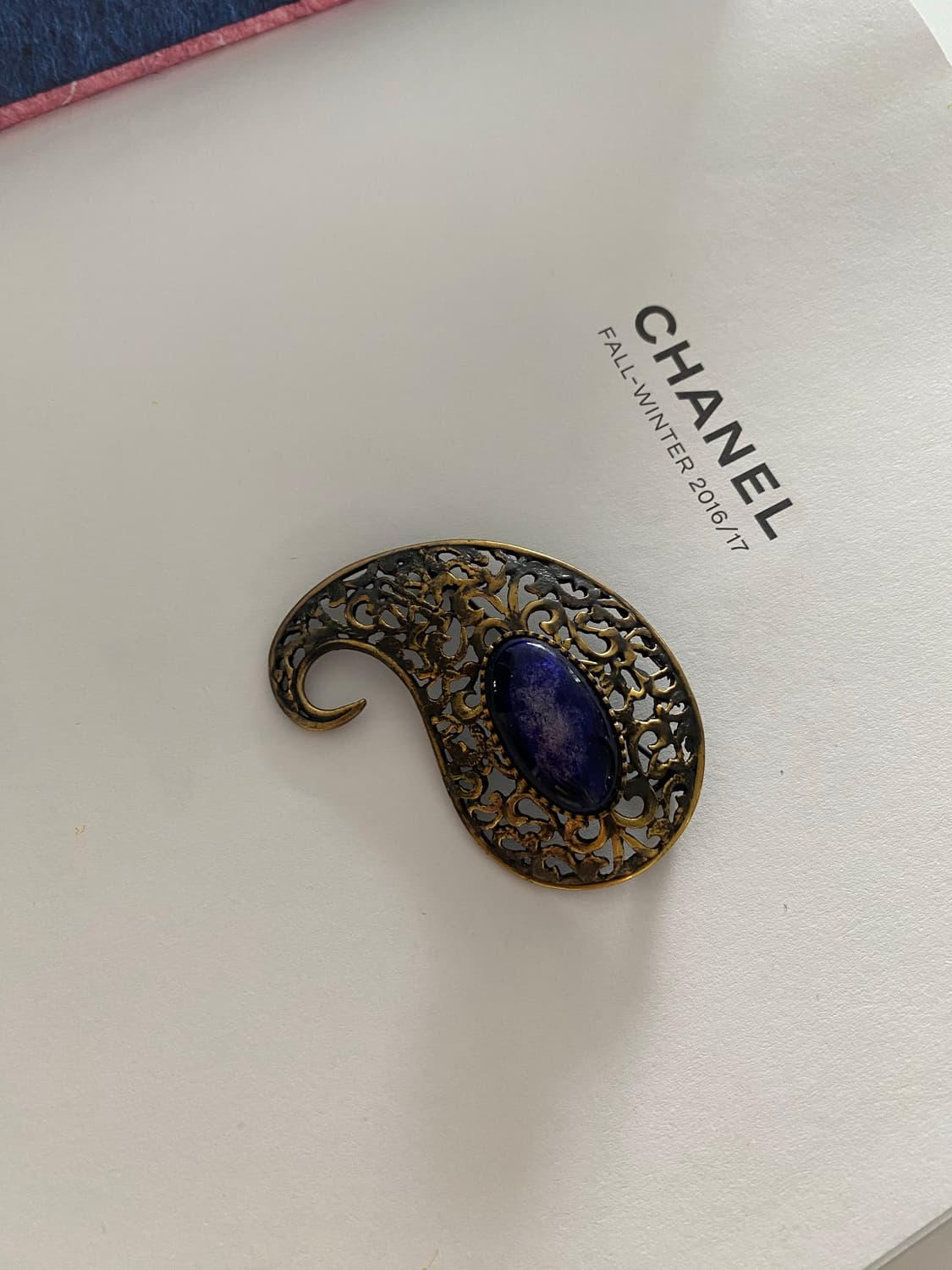 빈티지 페이즐리 퍼플 스톤 브로치 상품이미지1