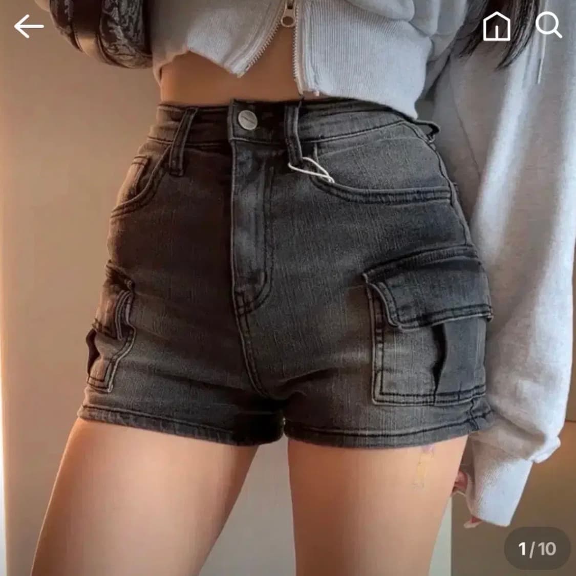 히프나틱 흑청 하이웨스트 카고 숏팬츠 S 상품이미지1