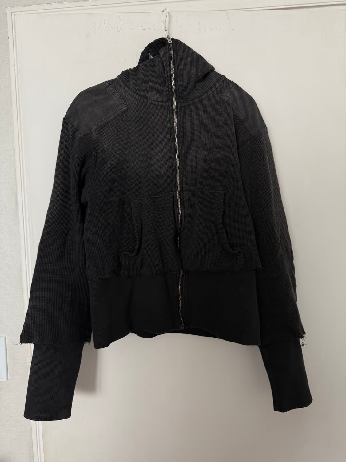 프로젝트 G/R 김프 와플 써멀 후드집업 블랙 상품이미지4