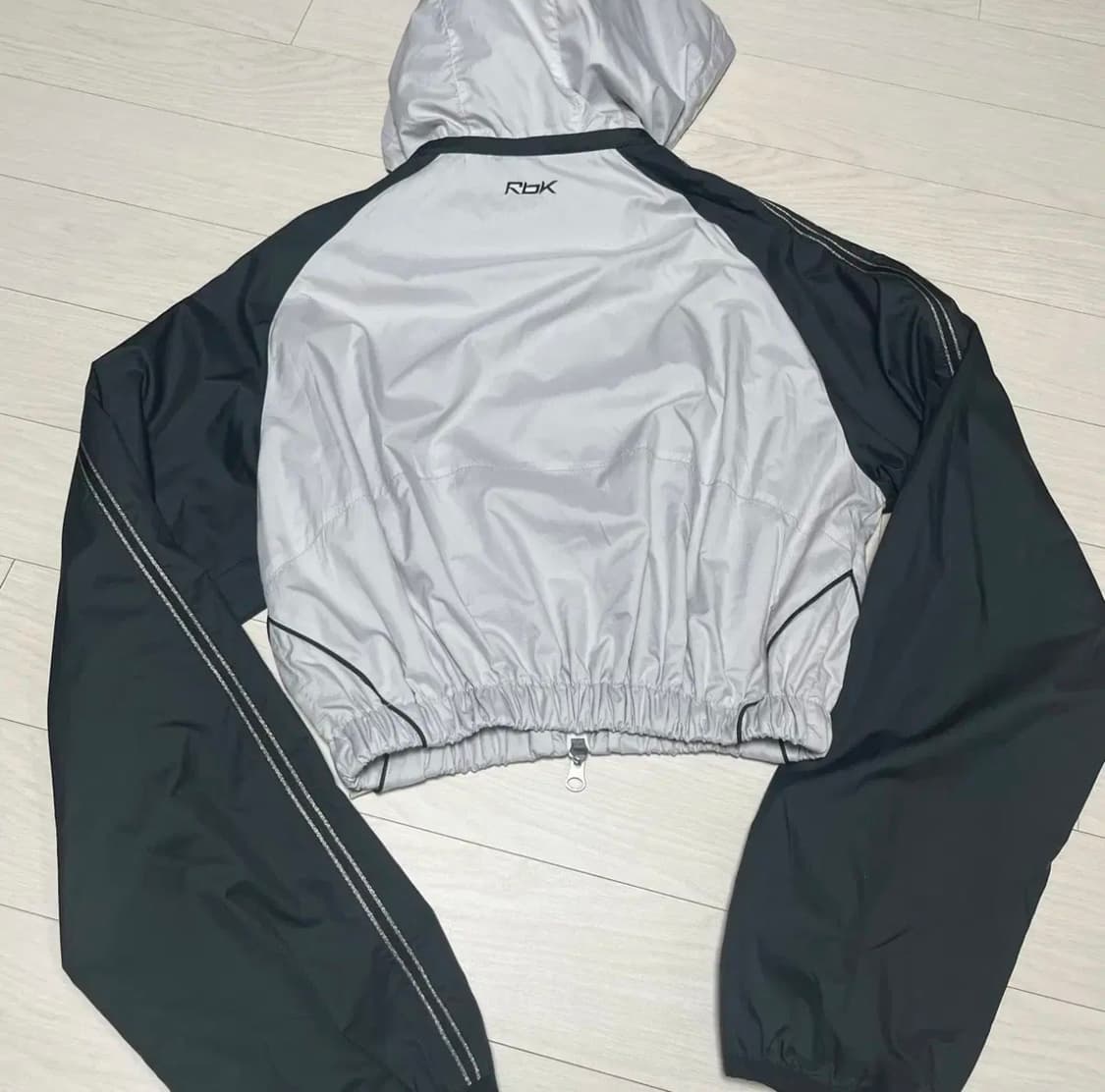 김코디 재미삼아 리폼 크롭 빈티지 커스텀 바막 리복 후드 바람막이 집업 상품이미지2